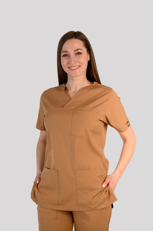 Костюм Yeni Lycra V Yaka Бежевый (Beige) XS